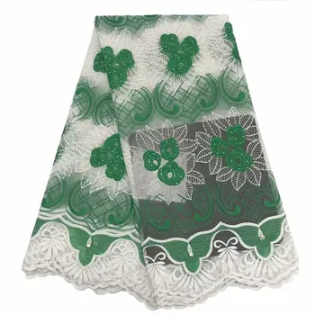 African Lace Fabric 5 yards High Quality Rhinestones Lace Tulle French Embroidered Mesh Lace Fabric Green White African Wedding
African Lace Fabric 5 yards High Quality Rhinestones Lace Tulle French Embroidered Mesh Lace Fabric Green White African Wedding