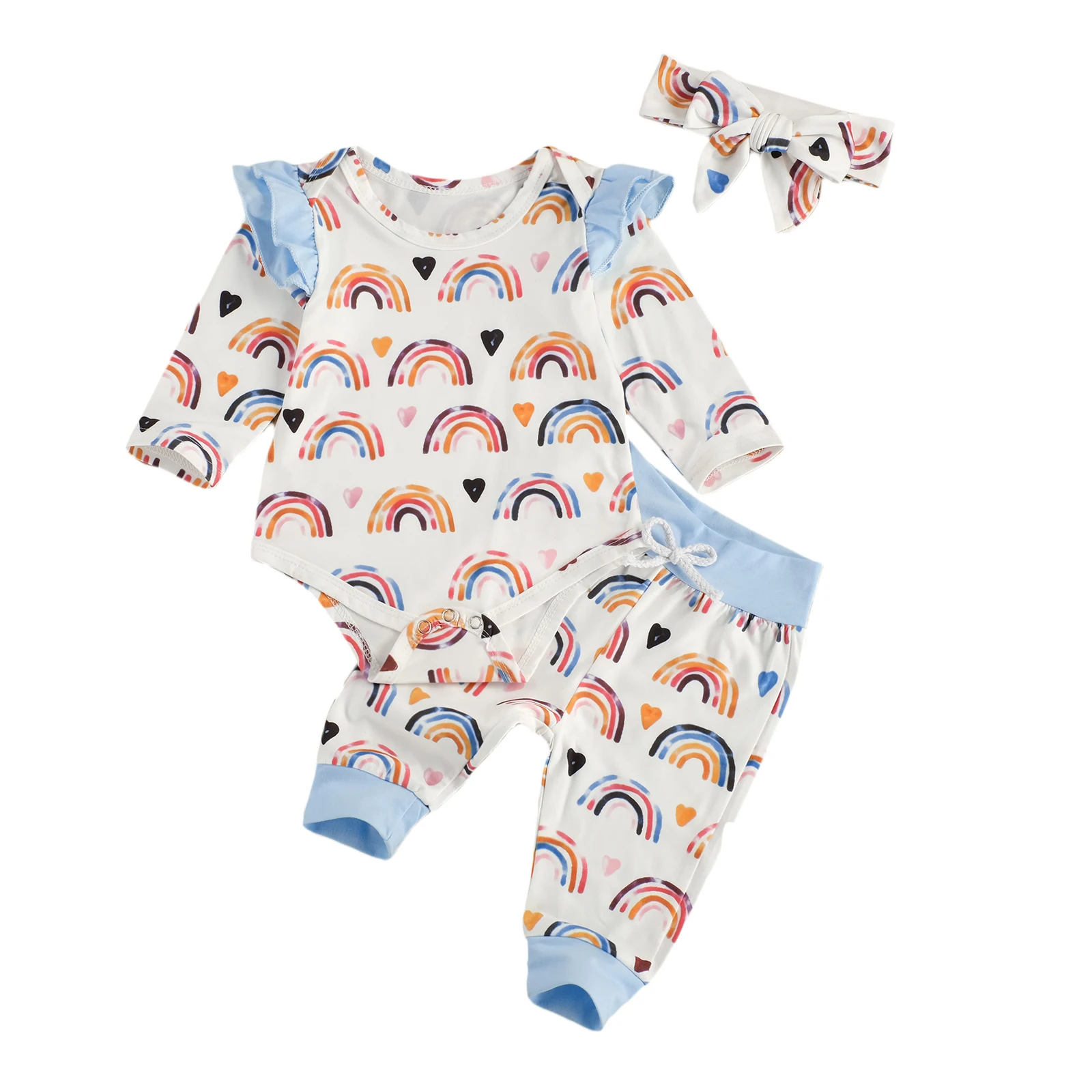 OPPERIAYA Kids Baby 3-piece Autumn casual Outfit Set Long Sleeve Rainbow Print Bodysuit Pants Headband lovely Set for Children
OPPERIAYA Kids Baby 3-piece Autumn casual Outfit Set Long Sleeve Rainbow Print Bodysuit Pants Headband lovely Set for Children