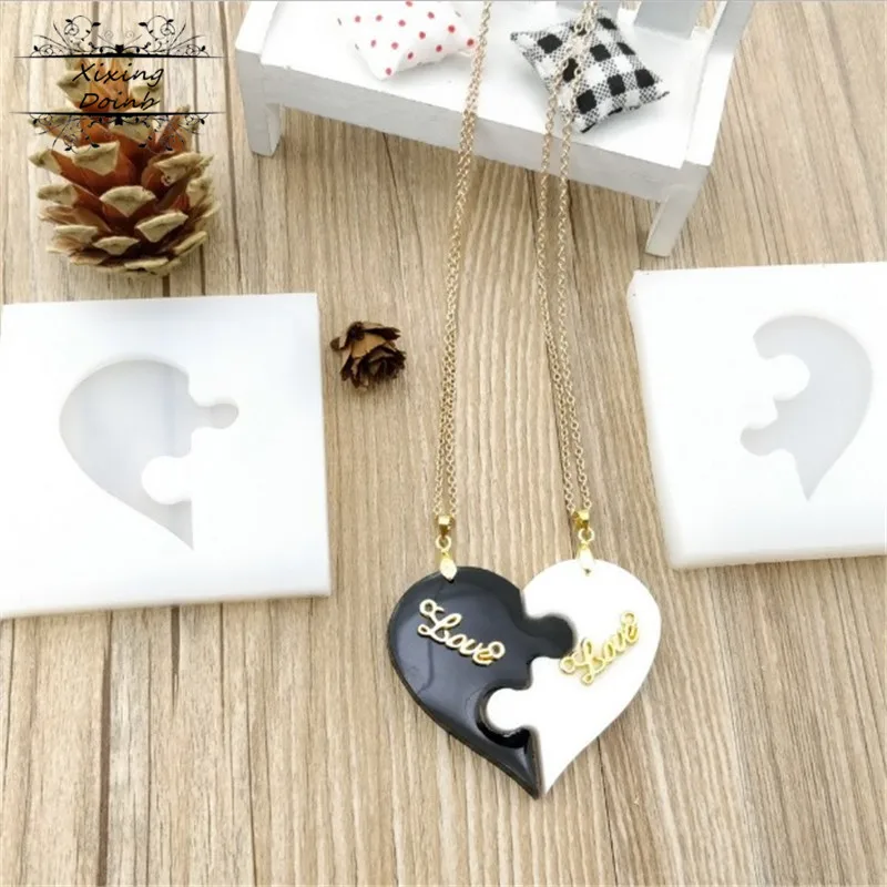 2 pcs/set Heart-shaped Puzzle Jigsaw Jewelry Silicone Mold with Hole for Polymer Clay,Crafting, Resin Epoxy,Pendant Earrings
2 pcs/set Heart-shaped Puzzle Jigsaw Jewelry Silicone Mold with Hole for Polymer Clay,Crafting, Resin Epoxy,Pendant Earrings