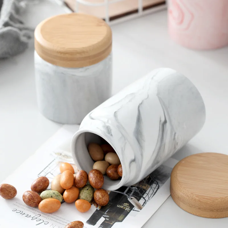 European-Style Marbling Ceramic Wooden Lid Sealed Containers Coffee Beans Milk Powder Snacks Storage Jar
European-Style Marbling Ceramic Wooden Lid Sealed Containers Coffee Beans Milk Powder Snacks Storage Jar