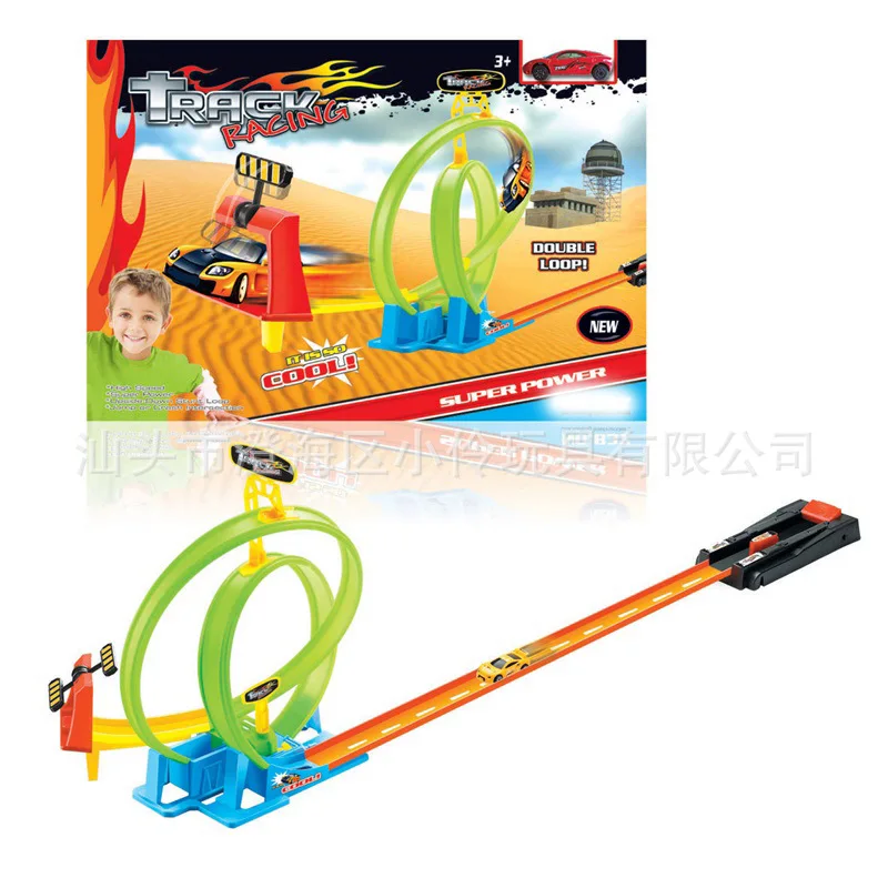 Elasticity Double Camera Track Car DIY Assembly Camera Track Projectile Toys Educational Camera Track Car Shuanghuan Ejection Ca