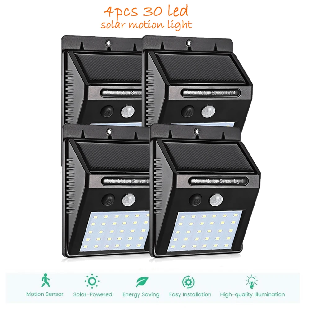 4 pcs Solar Wall Light 30 LEDs PIR Motion Sensor Solar Lamp security light for Outdoor Garden Street Yard Path street wall spot
4 pcs Solar Wall Light 30 LEDs PIR Motion Sensor Solar Lamp security light for Outdoor Garden Street Yard Path street wall spot