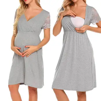 Leisure Slim Maternity Dress Nursing Dress Maternity Lace Short Sleeve Stitching Nursing Dress V-Neck Casual Knee-Length
Leisure Slim Maternity Dress Nursing Dress Maternity Lace Short Sleeve Stitching Nursing Dress V-Neck Casual Knee-Length