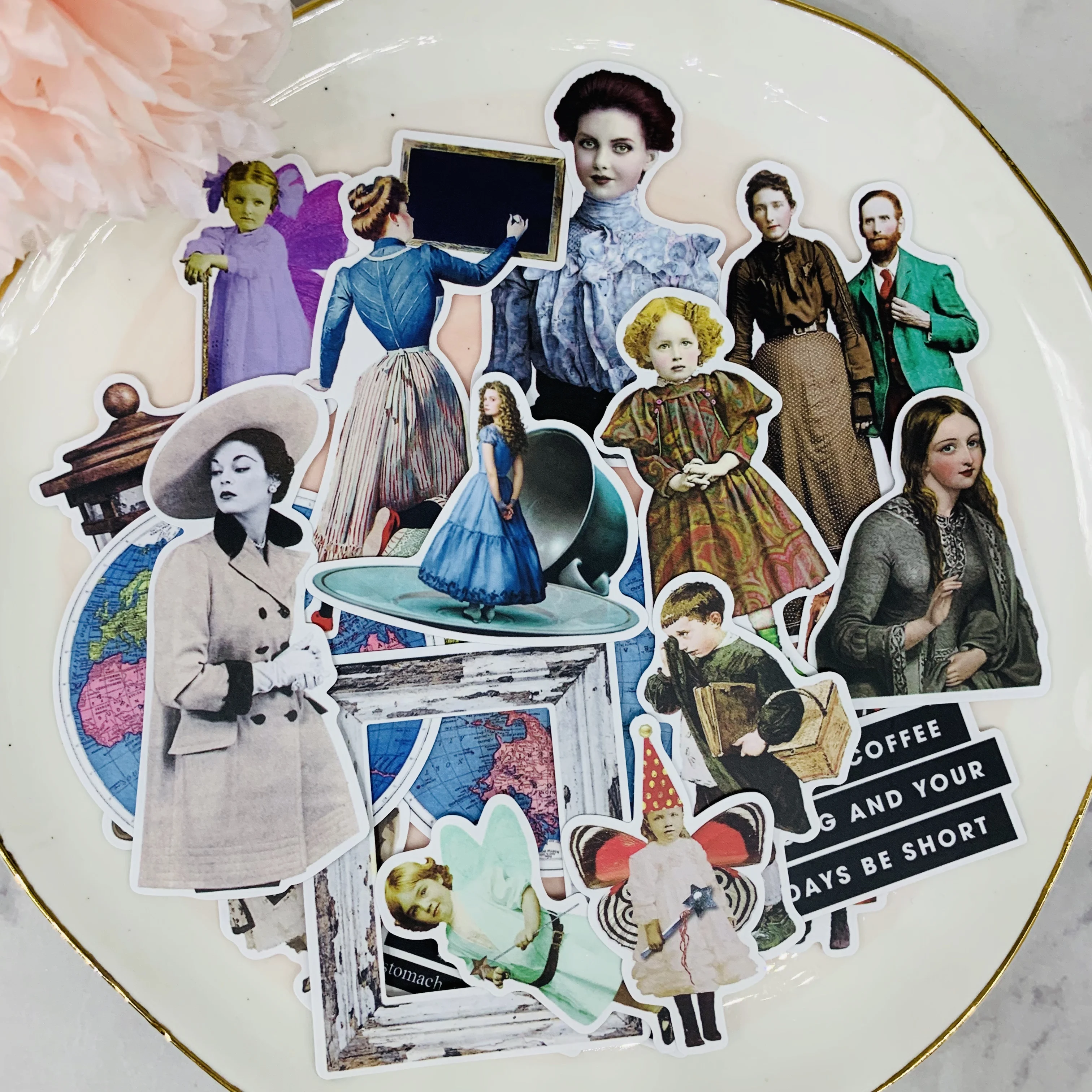 19Pcs/Bag Vintage Ephemera Lady Sticker DIY Scrapbooking Album Junk Journal Planner Decorative Stickers | Дом и сад