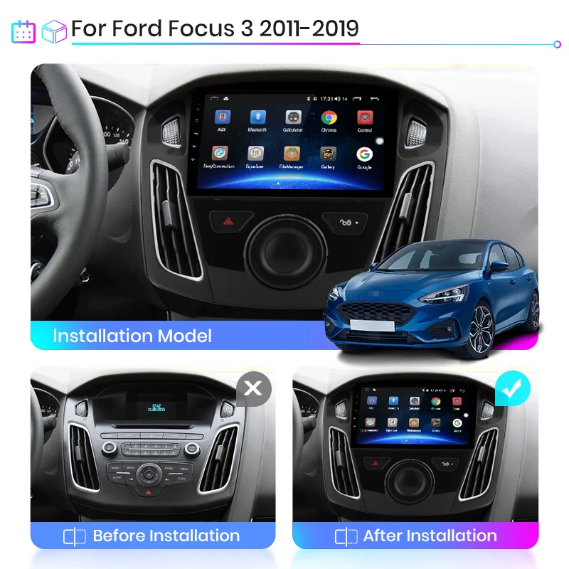 Автомагнитола Junsun V1 для Ford Focus 3 2011 2019 мультимедийный видеоплеер на Android 10 с