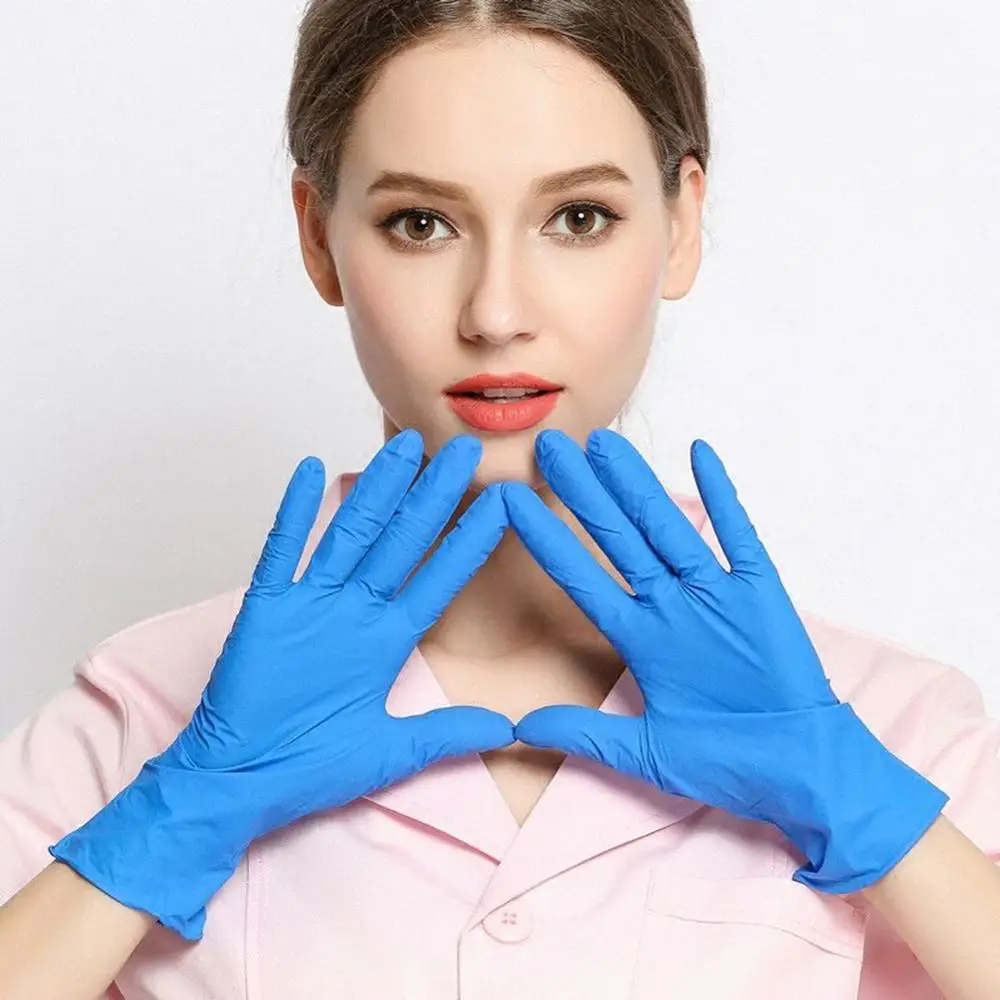 Blue latex gloves