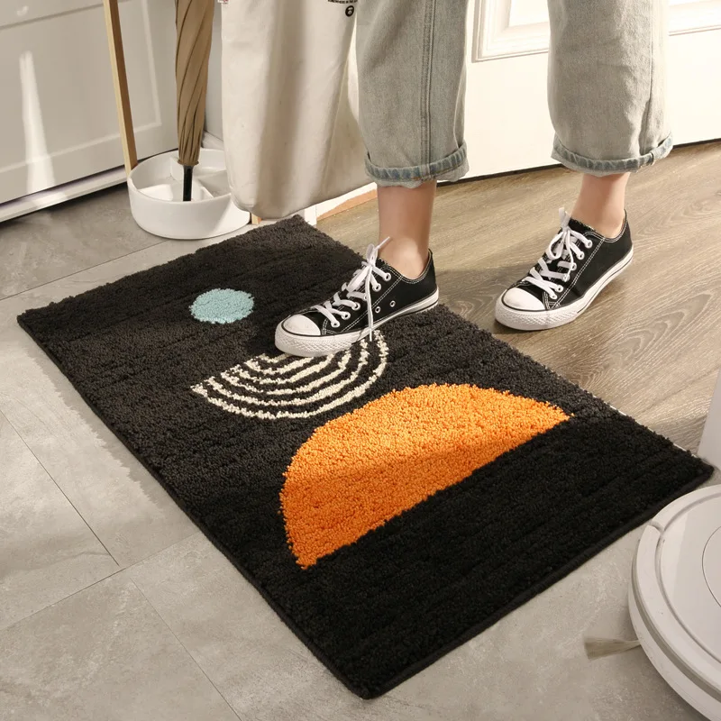 

Простой нескользящий коврик с геометрическим рисунком для ванной комнаты, коврик для ванной из микрофибры, толстый плюшевый коврик для ванной, впитывающий нескользящий коврик для ног, коврик для двери