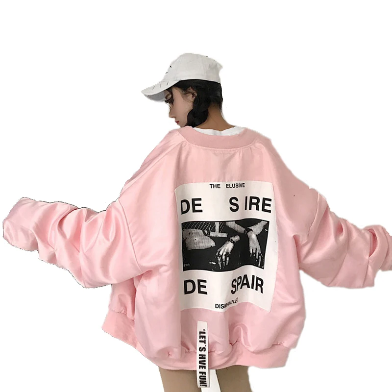 2019 Student BF Coat Oversize Jacket Basic Coats Spring Loose Large Size Female Windbreaker Harajuku Bomber | Женская одежда