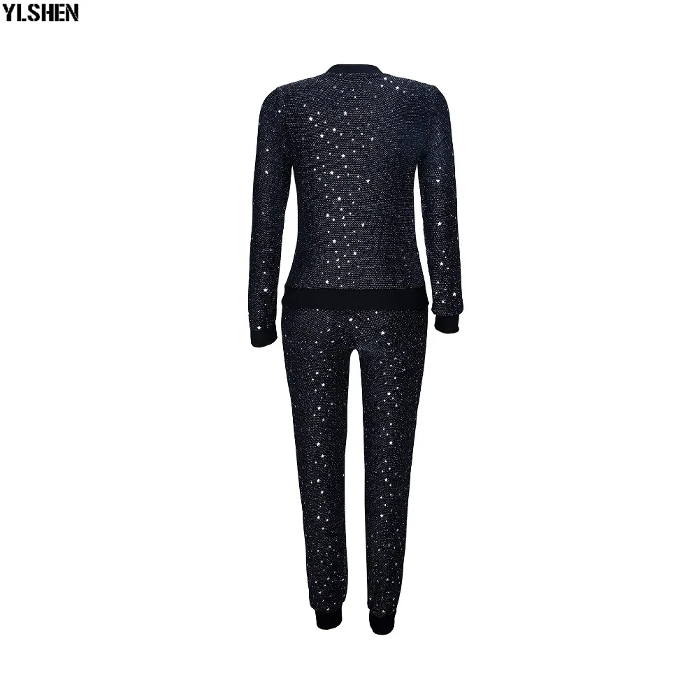 2 Two Piece Set Women Tracksuit Sexy Sequins Long Sleeve Clothes Plus Size Club Outfits Tops +Pants Sweat Suits Matching Sets 18