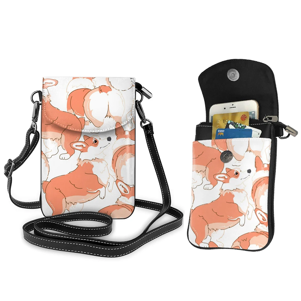 

Corgi Printing PU Leather Crossbody Shoulder Shopping Bags for Women Shopper Phone Handbag Female Totes Bags Purses And Handbags