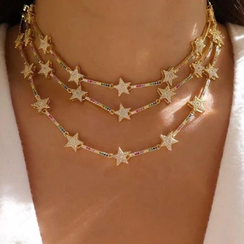 New Dainty Colorful Chain Shiny Stars Choker Necklace Simple Boho Short Charm Chokers Collars For Women Bijou Necklaces 35+10CM
New Dainty Colorful Chain Shiny Stars Choker Necklace Simple Boho Short Charm Chokers Collars For Women Bijou Necklaces 35+10CM