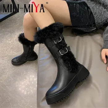 MILI-MIYA Fashion Women Cow Leather Snow Boots Mid-Calf Rabbit Fur Round Toe Waterproof Solid Color Warm Plush Winter Shoes
MILI-MIYA Fashion Women Cow Leather Snow Boots Mid-Calf Rabbit Fur Round Toe Waterproof Solid Color Warm Plush Winter Shoes