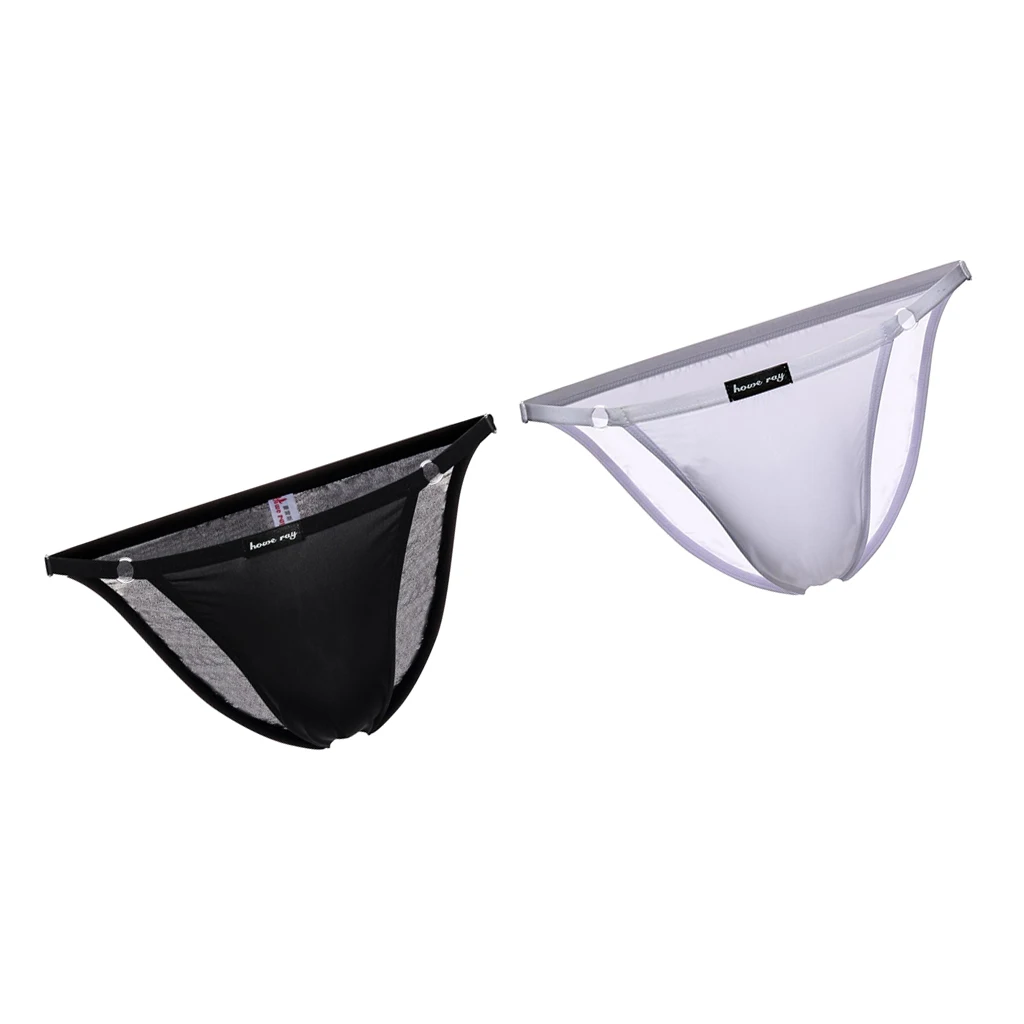 2Pcs Mens Cool Silky Briefs Thong Trunks Soft T-back Boxers Pouch Underwear 2Pcs Mens Cool Silky Briefs Thong Trunks Soft T-back Boxers Pouch Underwear