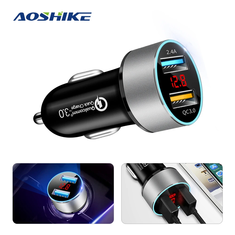 AOSHIKE 12V Car Charger for Phone Dual USB Fast Charger QC 3.0 Digital LED Voltage Display USB Charger For Huawei Xiaomi
AOSHIKE 12V Car Charger for Phone Dual USB Fast Charger QC 3.0 Digital LED Voltage Display USB Charger For Huawei Xiaomi