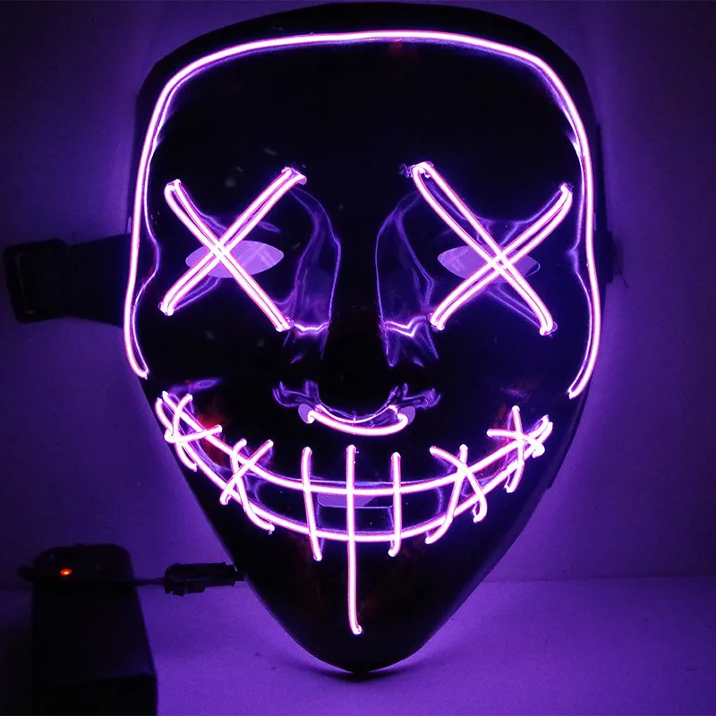 

Led Mask Halloween Party Masque Masquerade Masks Neon Maske Light Glow In The Dark Mascara Horror Maska Glowing Masker Purge