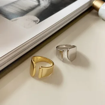 18k gold Authentic 1pc S925 Sterling Silver Jewelry Smooth Irregular Geometric Band rings open Handmade TLJ1316 
18k gold Authentic 1pc S925 Sterling Silver Jewelry Smooth Irregular Geometric Band rings open Handmade TLJ1316