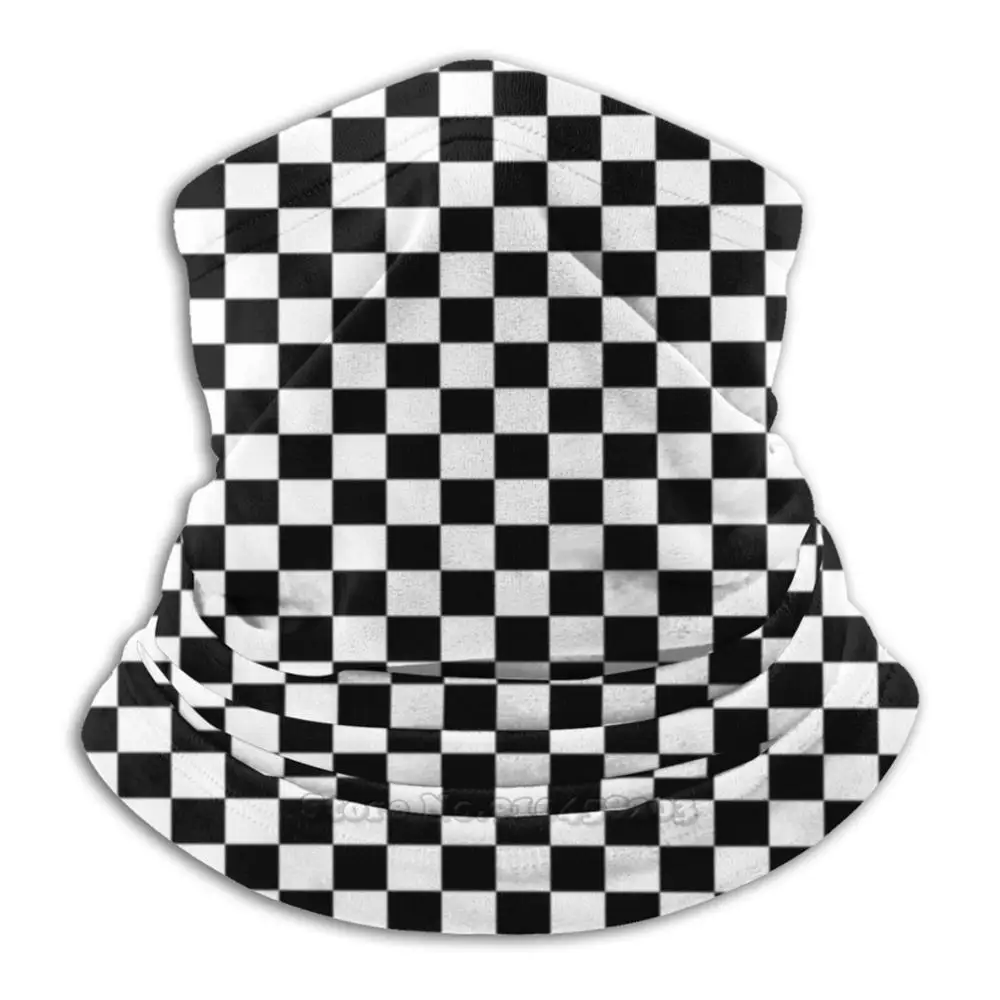 

Checked Mask Cycling Motorcycle Headwear Washable Scarf Neck Warmer Mask Check Checkers Chequered Checker Checkered Black And