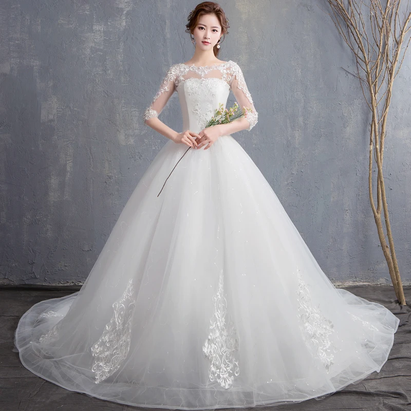 Vestido De Noiva 2021 New Half Sleeve Bridal Gown With Train Lace Up Ball Gown Princess Luxury Lace Wedding Dress Robe De Mariee
Vestido De Noiva 2021 New Half Sleeve Bridal Gown With Train Lace Up Ball Gown Princess Luxury Lace Wedding Dress Robe De Mariee
