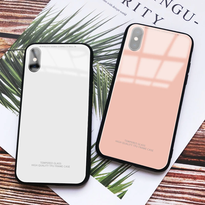 2019 Новый однотонный чехол из закаленного стекла для iPhone XS XR X 10 Модный накладка 8 7 6