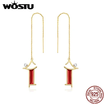 WOSTU Real 925 Sterling Silver Classical Long Line Drop Earrings Pearl Gold Color Dangle Earrings Trendy Style Jewelry DAE340 
WOSTU Real 925 Sterling Silver Classical Long Line Drop Earrings Pearl Gold Color Dangle Earrings Trendy Style Jewelry DAE340