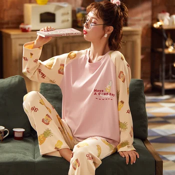 New Womens Pajamas Set Autumn Loungewear Long Sleeve O Collar Pullover Cotton Pajama Loose Size Korean Style Cozy Homewear
New Womens Pajamas Set Autumn Loungewear Long Sleeve O Collar Pullover Cotton Pajama Loose Size Korean Style Cozy Homewear