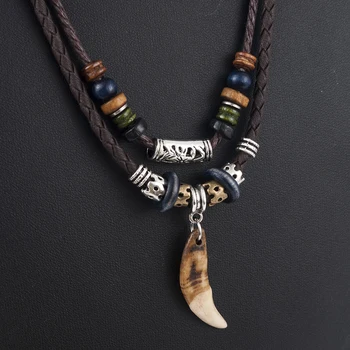 1PC Men's Bohemia Tooth Pendant Leather Beaded Weaved Necklace Christmas Gift Jewelry statement necklace initial necklace
1PC Men's Bohemia Tooth Pendant Leather Beaded Weaved Necklace Christmas Gift Jewelry statement necklace initial necklace