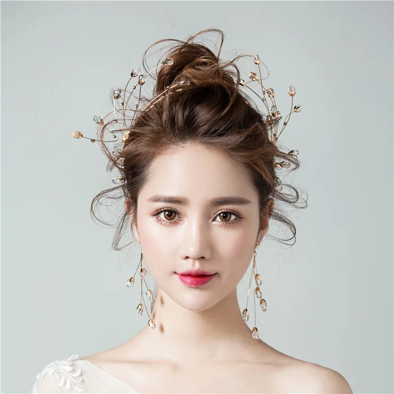 Immortal Korean Style Bride Crystal Hair Band Crown Crown Hair Accessories Earrings Marriage Wedding Dress Ornament
Immortal Korean Style Bride Crystal Hair Band Crown Crown Hair Accessories Earrings Marriage Wedding Dress Ornament
