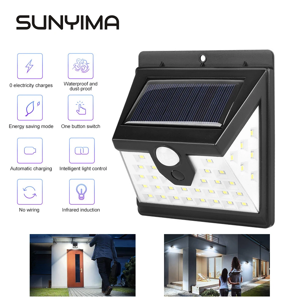 SUNYIMA 40 LED PIR Motion Sensor solar lamp 3 Modes Solar Wall Light Outdoor Waterproof Energy Saving Yard Garden Lights
SUNYIMA 40 LED PIR Motion Sensor solar lamp 3 Modes Solar Wall Light Outdoor Waterproof Energy Saving Yard Garden Lights