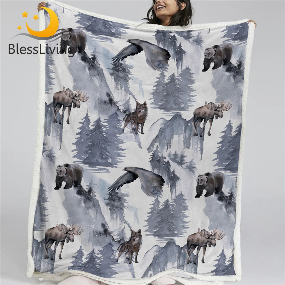 BlessLiving Wild Animals Furry Blanket Watercolor Custom Blanket Natural Tree Bedding Bear Elk Wolf Plush Blanket Mantas De Cama
BlessLiving Wild Animals Furry Blanket Watercolor Custom Blanket Natural Tree Bedding Bear Elk Wolf Plush Blanket Mantas De Cama