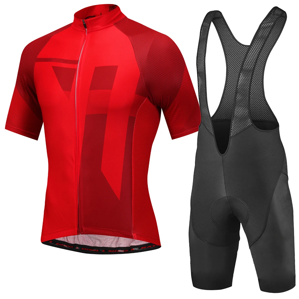 

NEW Men MTB Red Cycling Jersey Suit High Quality Pro Team Bike Wear Sport Shirt Sleeve Riding Clothing Bib Shorts Black