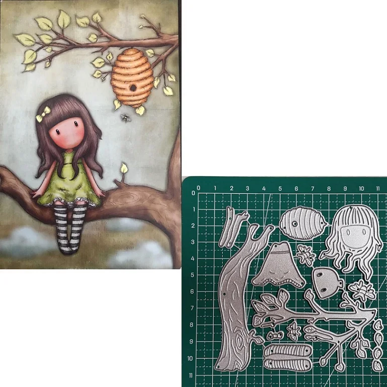 Metal Cutting Dies Lovely doll Girl Sitting on the Tree Bee Die Scrapbooking Craft Cut lovely doll die Embossing Stencils
Metal Cutting Dies Lovely doll Girl Sitting on the Tree Bee Die Scrapbooking Craft Cut lovely doll die Embossing Stencils