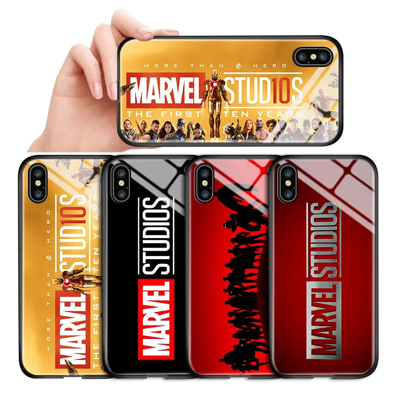 Для iPhone 11 12 Pro X XR XS Max 6 7 8 Plus классический студийный логотип Мстители глянцевый