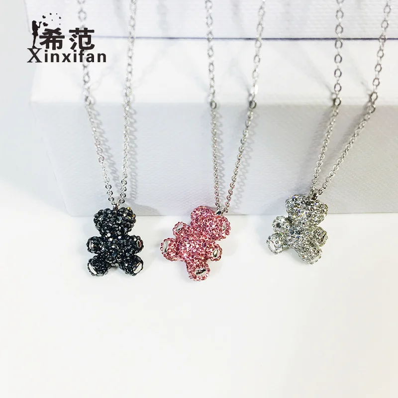 925 Sterling Bear Necklace Full of Crystals 3D Teddy Bear Pendant Choker Cute Versatile Send Birthday Gift
925 Sterling Bear Necklace Full of Crystals 3D Teddy Bear Pendant Choker Cute Versatile Send Birthday Gift