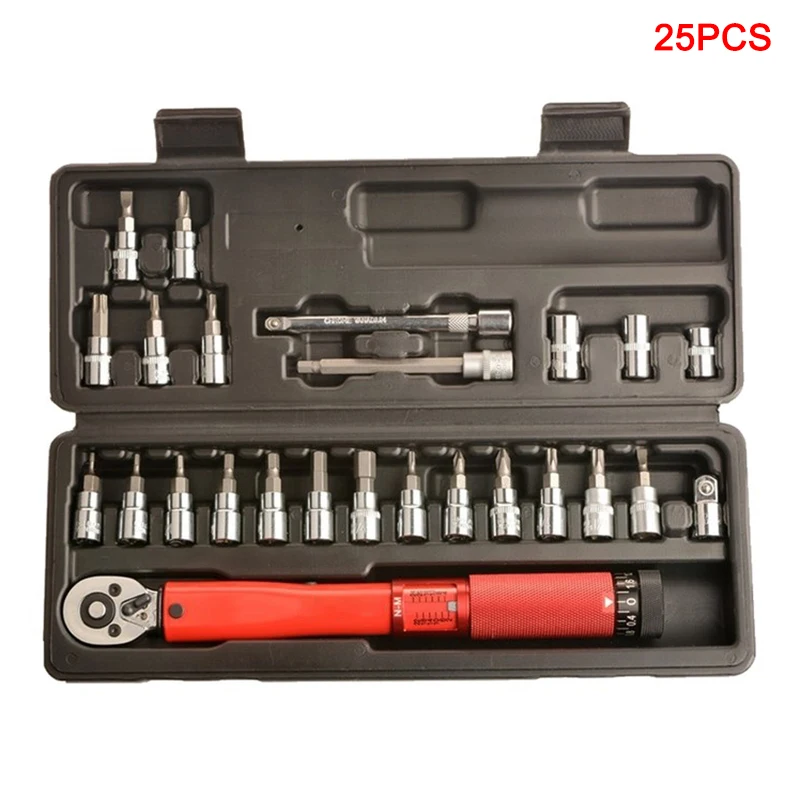 20/25pcs Bicycle Repair Adjustable Torque Wrench Reversible Click Type Torque Wrench WWO66 
20/25pcs Bicycle Repair Adjustable Torque Wrench Reversible Click Type Torque Wrench WWO66