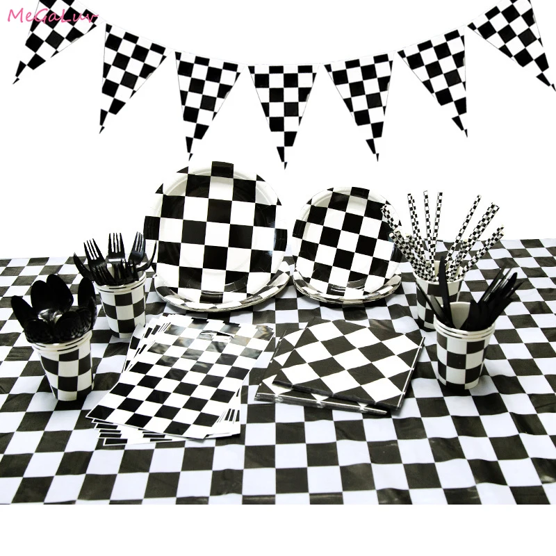 Racing Car Disposable Tableware Plate Cups Table Cloth Cake Topper Bunting Happy Birthday Party Decor Black White Grid Tableware
Racing Car Disposable Tableware Plate Cups Table Cloth Cake Topper Bunting Happy Birthday Party Decor Black White Grid Tableware