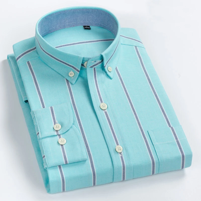 Men's Striped 100% Cotton Long Sleeves Shirt Turn-Down Button Collar Shirt High Quality Thick Stripes Casual Shirts
Men's Striped 100% Cotton Long Sleeves Shirt Turn-Down Button Collar Shirt High Quality Thick Stripes Casual Shirts
