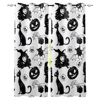 Multi-size Pumpkin Lantern Witch Black Cat Bat Pattern Window Curtains Polyester Fabric Living Room Curtain Home Decor
Multi-size Pumpkin Lantern Witch Black Cat Bat Pattern Window Curtains Polyester Fabric Living Room Curtain Home Decor