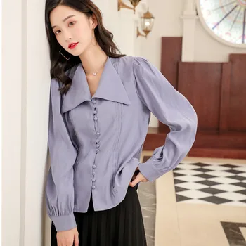 Korea 2020 Spring Summer Arrivals Sailor Collar Lantern Sleeve Button Women Solid Pattern Fashion Casual ShirtC5K6
Korea 2020 Spring Summer Arrivals Sailor Collar Lantern Sleeve Button Women Solid Pattern Fashion Casual ShirtC5K6