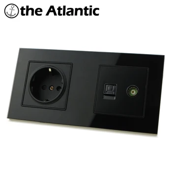 DE EU Power Socket With RJ45 Cat5e Data Female Jack TV Signal 2 Gang Double Socket Russia Spain Outlet Black Tempered Glass 
DE EU Power Socket With RJ45 Cat5e Data Female Jack TV Signal 2 Gang Double Socket Russia Spain Outlet Black Tempered Glass