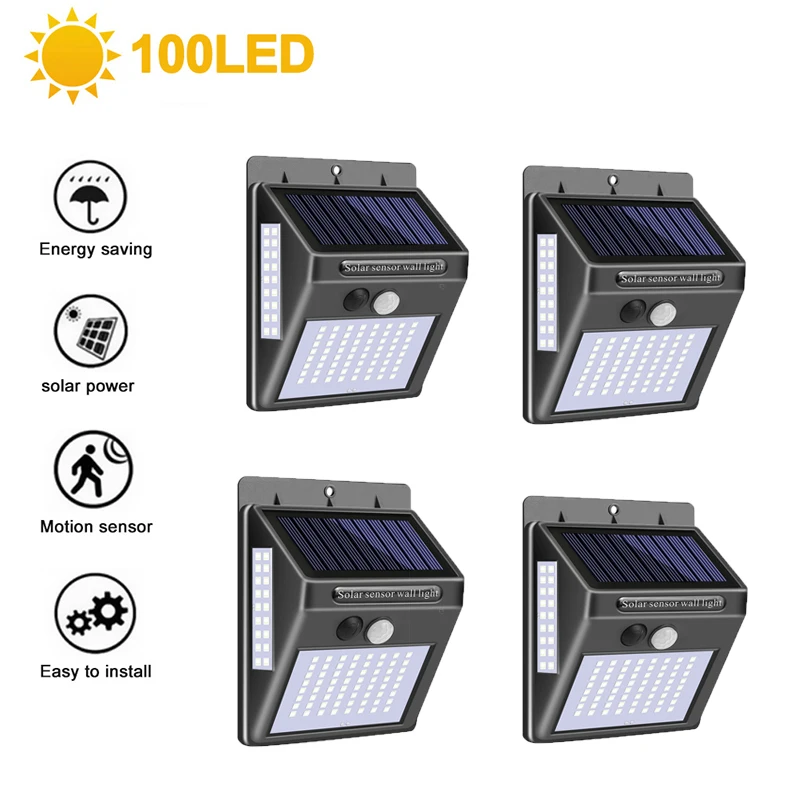 Светодиодный уличный светильник на солнечной батарее 100 светодиодов с ИК