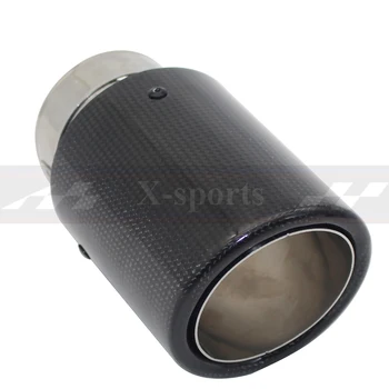 

Car Carbon Fibre Glossy Exhaust System Muffler Pipe Tip Crimping Universal Silver Stainless Mufflers Decorations For akrapovic