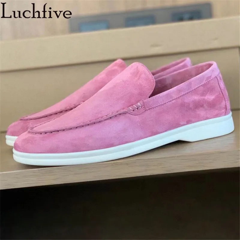 

Hotsale Kid Suede Women's Shoes Round Toe Mule Flats Runway Big Size Casual Shoes Pink Blue Leather Zapatos De Mujer