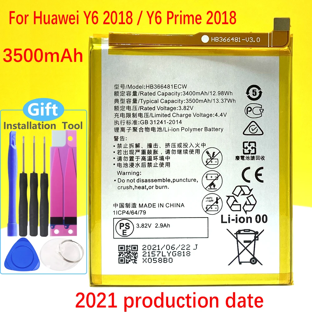 Новинка 100% года аккумулятор 3500 мАч для телефона Huawei Y6 Prime ATU-L30 ATU-L31 2018