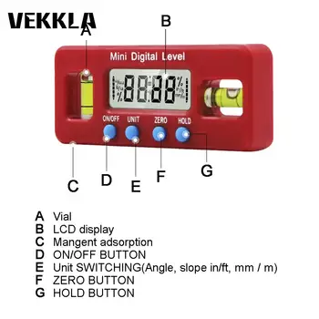 100mm Red Mini Digital Level Protractor Inclinometer Magnetic Angle Finder Electroic Gauge Level Box Measuring Carpenter Tool Y7
100mm Red Mini Digital Level Protractor Inclinometer Magnetic Angle Finder Electroic Gauge Level Box Measuring Carpenter Tool Y7