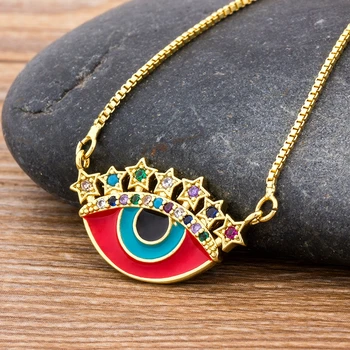 New Design Bohemian Evil Eye Copper Zircon Pendant Necklace For Women Gold Chain Vintage Charm Sweater Necklace Accessories
New Design Bohemian Evil Eye Copper Zircon Pendant Necklace For Women Gold Chain Vintage Charm Sweater Necklace Accessories