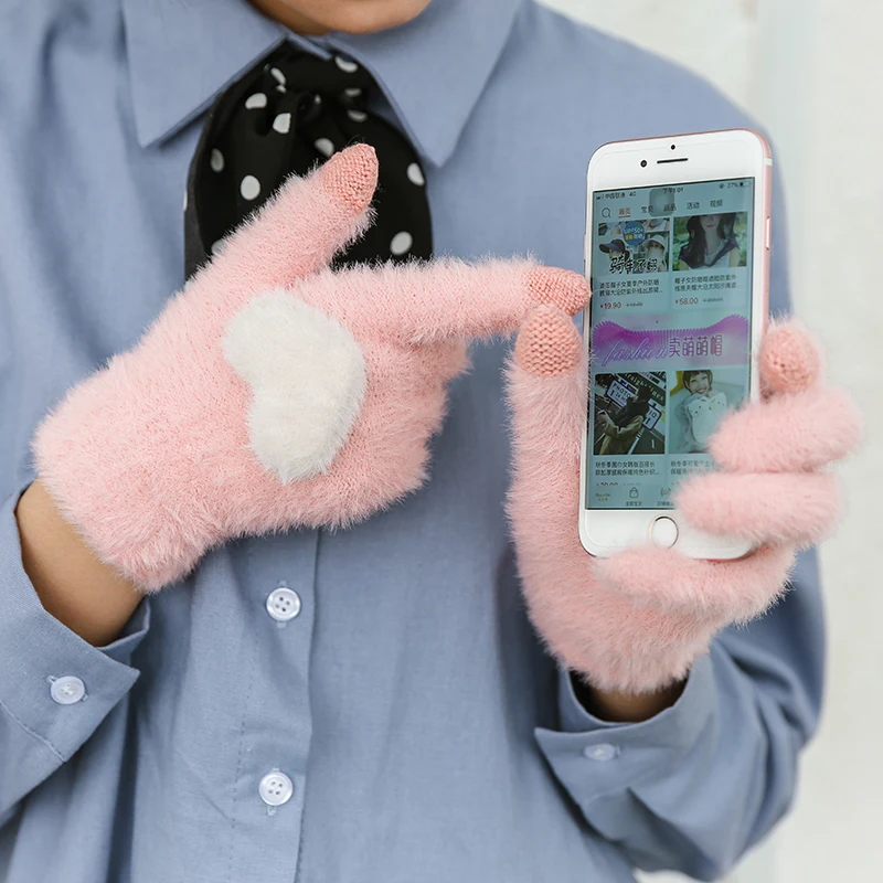 Gloves Knitted Women Touch Screen 2019 New Winter Soft Rabbit Wool Knitted Gloves Warm Lovely Girls' Pink Heart Mittens Gloves
Gloves Knitted Women Touch Screen 2019 New Winter Soft Rabbit Wool Knitted Gloves Warm Lovely Girls' Pink Heart Mittens Gloves