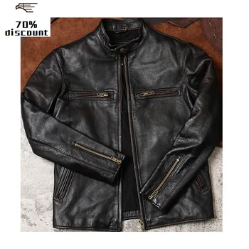 2020 Retro Brown Men American Style Biker's Leather Jacket Large Size 6XL Genuine Cowhide Autumn Slim Fit Motorcycle Coat
2020 Retro Brown Men American Style Biker's Leather Jacket Large Size 6XL Genuine Cowhide Autumn Slim Fit Motorcycle Coat