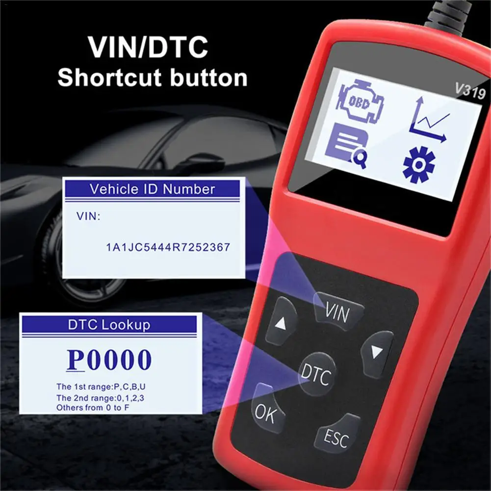 V319 OBDII Diagnostic Tool Multiple Languages Supporting Clean Fault Code Reader Car Auto Diagnostic Tool obd2 Scanner
V319 OBDII Diagnostic Tool Multiple Languages Supporting Clean Fault Code Reader Car Auto Diagnostic Tool obd2 Scanner
