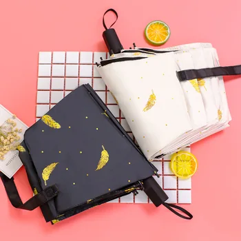 High Quality Men Women Fashion Sun Umbrella Parasol Black Glue Anti-UV Umbrella Golden Feather Sunny and Rainy Umbrella 
High Quality Men Women Fashion Sun Umbrella Parasol Black Glue Anti-UV Umbrella Golden Feather Sunny and Rainy Umbrella