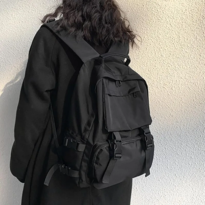 Рюкзак унисекс вместительный однотонный в стиле Харадзюку | Багаж и сумки